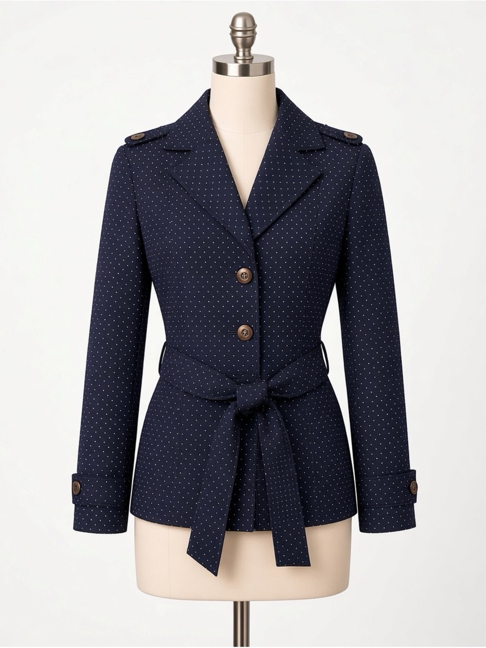 Northern Reflections Polka Dot Raincoat S Navy Blue Retro Y2K Pinup Nautical